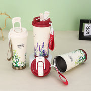 2.8 Inch Cup Mouth Straw Cup Lid Coffee Mug Replacement Lid With Hand Strip(Black)