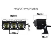 35W Motorcycle Spotlight Dual Color LED Headlight Triple Eye Water-resistant Headlight, Model: Straight Bright-Near Yellow+Far White (3 Wires)