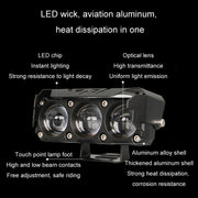 35W Motorcycle Spotlight Dual Color LED Headlight Triple Eye Water-resistant Headlight, Model: Straight Bright-Near Yellow+Far White (3 Wires)