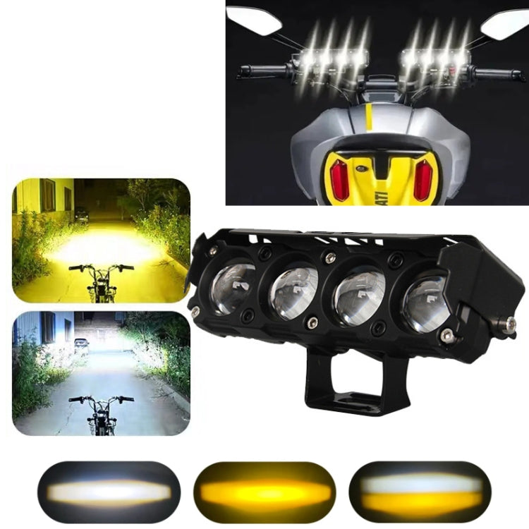 Motorcycle Spotlight External Lens Car LED Headlight Strong Spot Fog Light, Model: Near Yellow+Far White-3 Wires