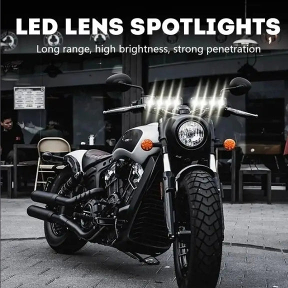Motorcycle Spotlight External Lens Car LED Headlight Strong Spot Fog Light, Model: Near Yellow+Far White-3 Wires