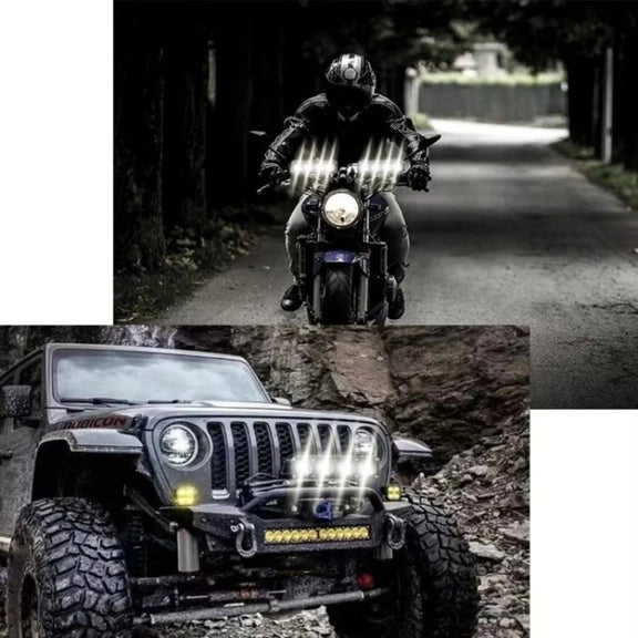 Motorcycle Spotlight External Lens Car LED Headlight Strong Spot Fog Light, Model: Near Yellow+Far White-3 Wires
