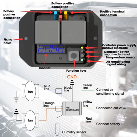 24V Digital Radiator Fan Controller Switch Automotive Fan Wiring Harness