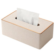 Home Decor Tissue Box Cover Desktop Gold Rim Faux Leather Napkin Holder Toilet Paper Storage Box, Size: Large(Beige)