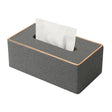 Home Decor Tissue Box Cover Desktop Gold Rim Faux Leather Napkin Holder Toilet Paper Storage Box, Size: Medium(Gray) - Storage Boxes by PMc TechLife | Online Shopping South Africa | PMc TechLife | Buy Now Pay Later Mobicred