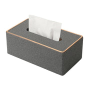 Home Decor Tissue Box Cover Desktop Gold Rim Faux Leather Napkin Holder Toilet Paper Storage Box, Size: Medium(Gray)