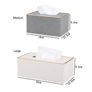 Home Decor Tissue Box Cover Desktop Gold Rim Faux Leather Napkin Holder Toilet Paper Storage Box, Size: Large(Gray)