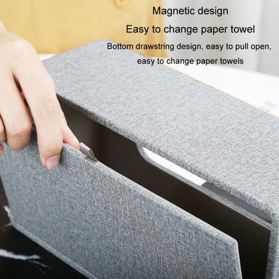 Home Decor Tissue Box Cover Desktop Gold Rim Faux Leather Napkin Holder Toilet Paper Storage Box, Size: Large(Gray)