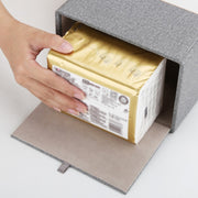 Home Decor Tissue Box Cover Desktop Gold Rim Faux Leather Napkin Holder Toilet Paper Storage Box, Size: Large(Gray)