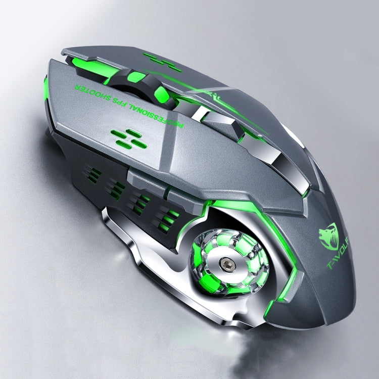 T-WOLF Q13 2.4GHz 6-keys RGB Colorful Light Gaming Wireless Mouse, Color: Dual Mode Gray - Wireless Mice by T-WOLF | Online Shopping South Africa | PMC TechLife | Buy Now Pay Later Mobicred