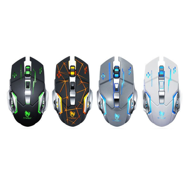 T-WOLF Q13 2.4GHz 6-keys RGB Colorful Light Gaming Wireless Mouse, Color: Dual Mode Gray