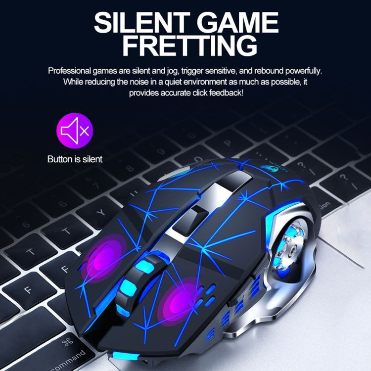T-WOLF Q13 2.4GHz 6-keys RGB Colorful Light Gaming Wireless Mouse, Color: Dual Mode Gray