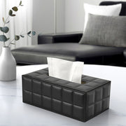 PU Leather Tissue Box Living Room Coffee Table Desktop Paper Holder Car Hotel Tissue Storage Box(White)
