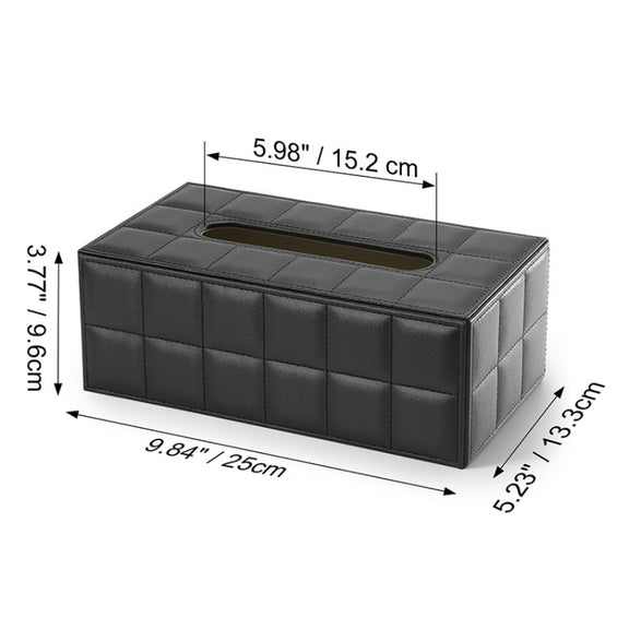 PU Leather Tissue Box Living Room Coffee Table Desktop Paper Holder Car Hotel Tissue Storage Box(White)