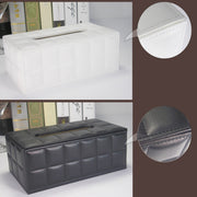 PU Leather Tissue Box Living Room Coffee Table Desktop Paper Holder Car Hotel Tissue Storage Box(White)
