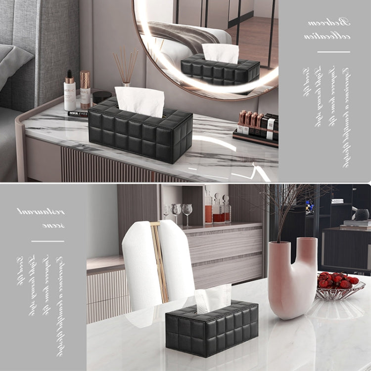 PU Leather Tissue Box Living Room Coffee Table Desktop Paper Holder Car Hotel Tissue Storage Box(Marble)