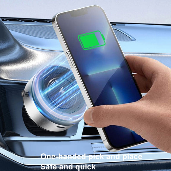 AIMITE M8 Car Wireless Charger Phone Holder Vacuum Suction Cup Strong Magnetic Support Bracket(Silver)