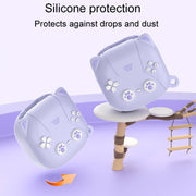For Samsung Galaxy Buds 2 / Live / Pro / 2 Pro / FE Cute Cats Silicone Soft Shell Earphone Protector(Light Purple)