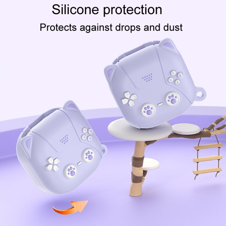 For Samsung Galaxy Buds 2 / Live / Pro / 2 Pro / FE Cute Cats Silicone Soft Shell Earphone Protector(Light Purple)