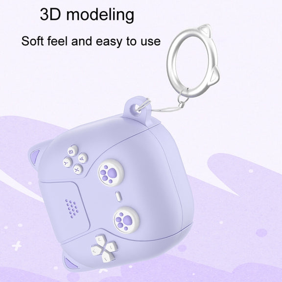 For Samsung Galaxy Buds 2 / Live / Pro / 2 Pro / FE Cute Cats Silicone Soft Shell Earphone Protector(Light Purple)