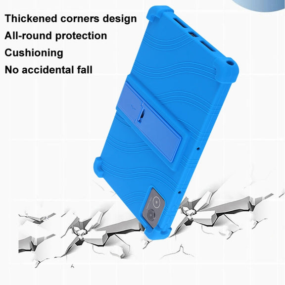 For Lenovo Tab K11 Plus Shockproof Silicone Tablet Protective Case With Holder(Blue)