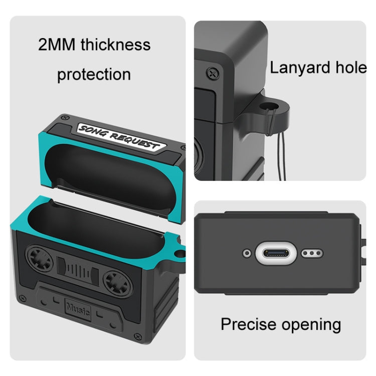 For AirPods 4 Retro Silicone Tape Shape Earphone Protective Case(Blue) - For AirPods 4 by PMc TechLife | Online Shopping South Africa | PMc TechLife | Buy Now Pay Later Mobicred