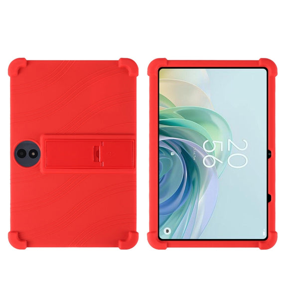 For TCL TAB 11 FE Shockproof Silicone Tablet Protective Case With Holder(Red)