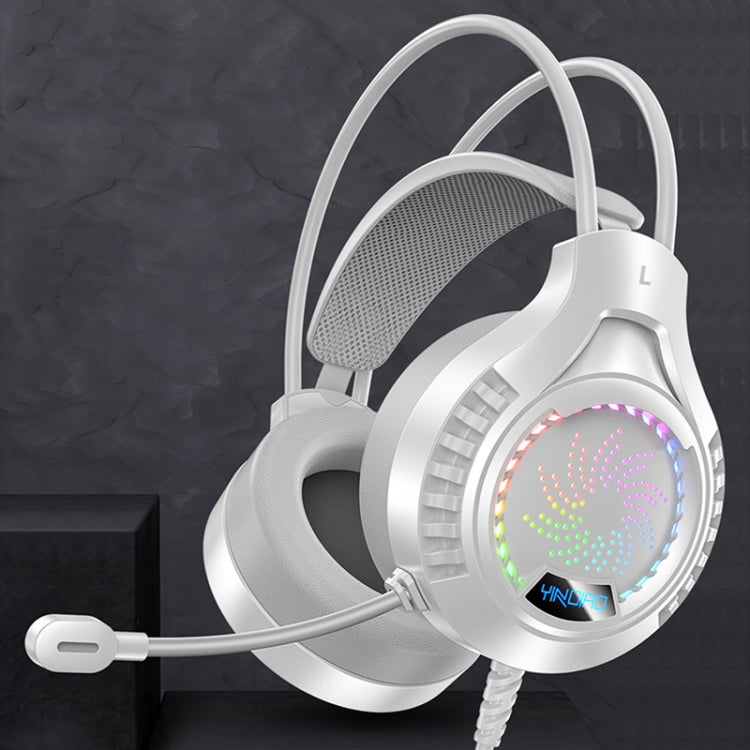 YINDIAO Q7 Colorful Light Computer Wired Headset USB Gaming Headset Dual 3.5mm + USB White - free shipping - PMC TechLife - Order now!