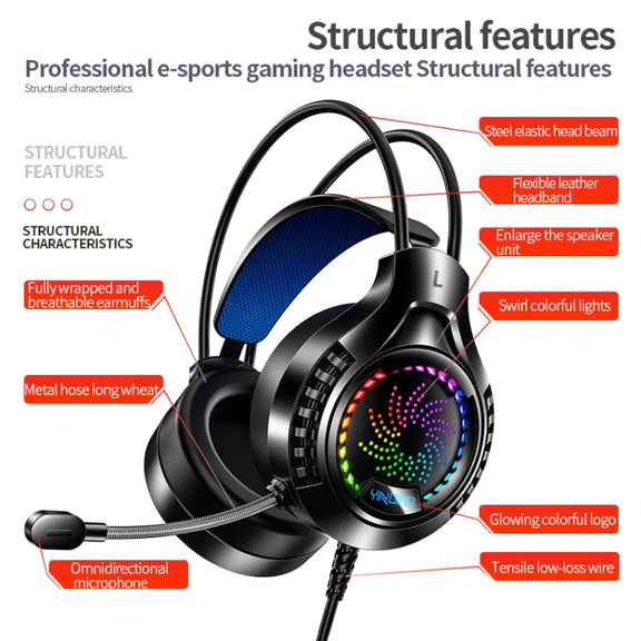 YINDIAO Q7 Colorful Light Computer Wired Headset USB Gaming Headset Dual 3.5mm + USB White