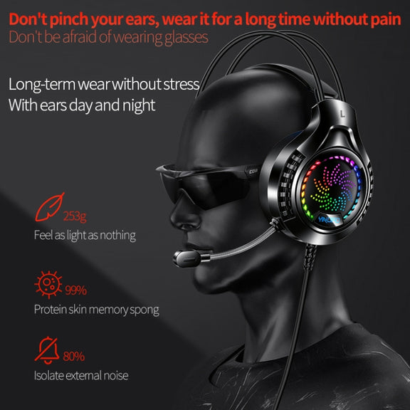 YINDIAO Q7 Colorful Light Computer Wired Headset USB Gaming Headset Dual 3.5mm + USB White