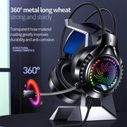 YINDIAO Q7 Colorful Light Computer Wired Headset USB Gaming Headset Dual 3.5mm + USB Pink