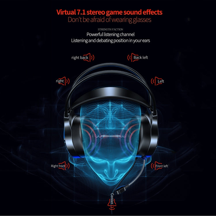YINDIAO Q7 Colorful Light Computer Wired Headset USB Gaming Headset USB7.1 Sound Card White