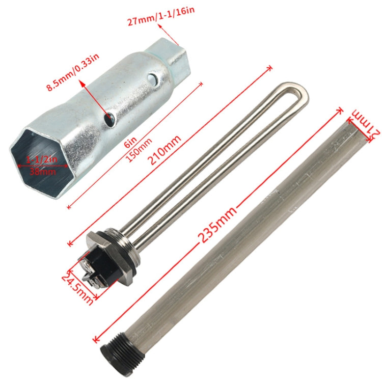 Water Heater Heating Element For RV Camper, Specifications: 4pcs /Pack Heating Tube + Anode Rod + Sleeve