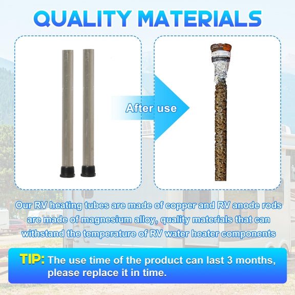 Water Heater Heating Element For RV Camper, Specifications: 4pcs /Pack Heating Tube + Anode Rod + Sleeve