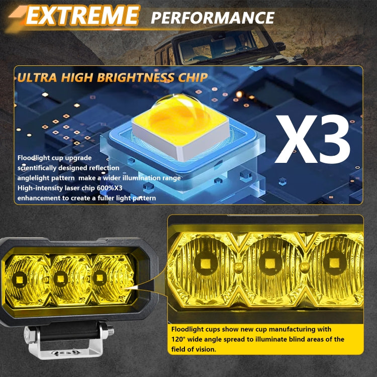 E23 40W 9V-30V 5 Inch Waterproof 3-Eye Headlight(Spotlight Yellow Light) - free shipping - PMC Jewellery - Order now!