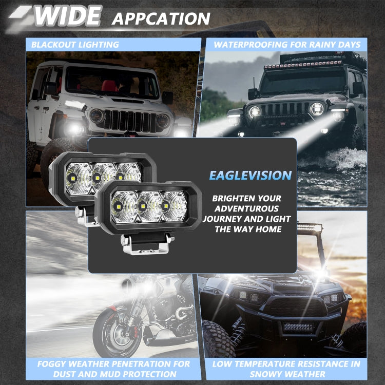 E23 40W 9V-30V 5 Inch Waterproof 3-Eye Headlight(Floodlight White Light) - free shipping - PMC Jewellery - Order now!