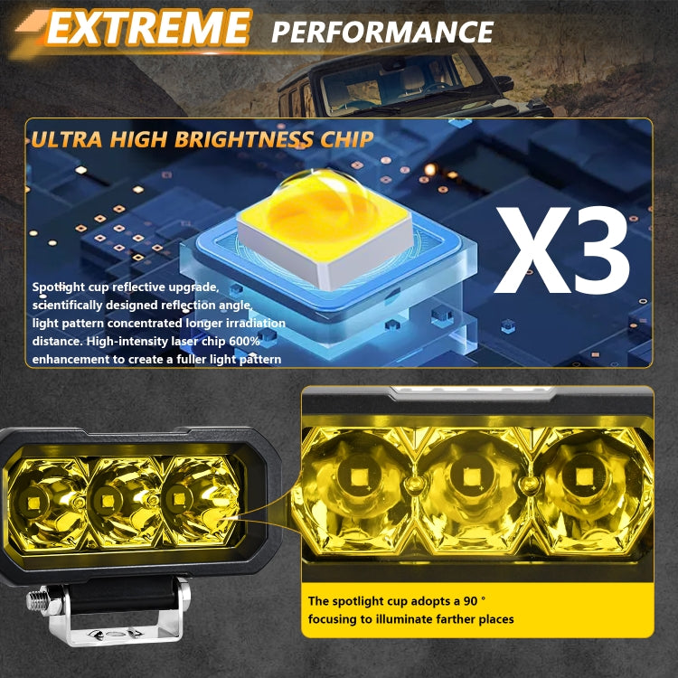 E23 40W 9V-30V 5 Inch Waterproof 3-Eye Headlight(Floodlight Yellow Light) - free shipping - PMC Jewellery - Order now!