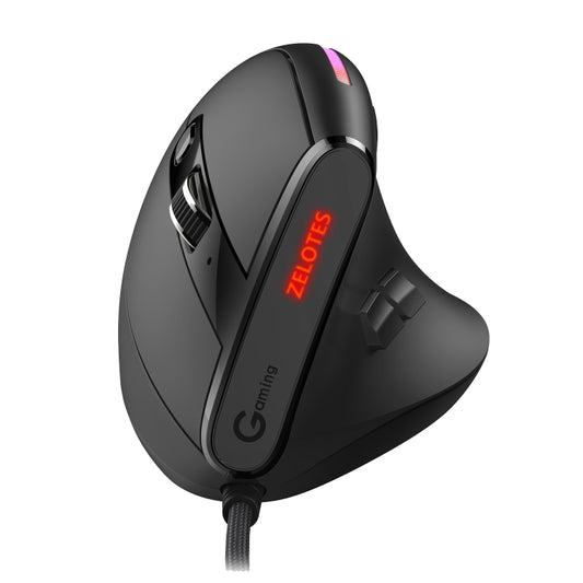 ZELOTES T50 9-Keys RGB Lighting Effect Vertical Grip Ergonomic Programming Wired Mouse(Black) - free shipping - PMC Jewellery - Order now!