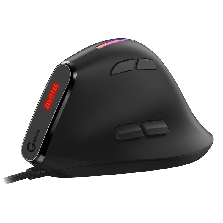 ZELOTES T50 9-Keys RGB Lighting Effect Vertical Grip Ergonomic Programming Wired Mouse(Black) - free shipping - PMC Jewellery - Order now!