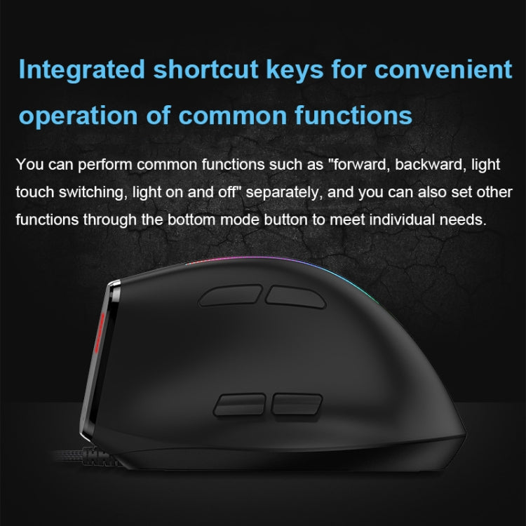 ZELOTES T50 9-Keys RGB Lighting Effect Vertical Grip Ergonomic Programming Wired Mouse(Black) - free shipping - PMC Jewellery - Order now!
