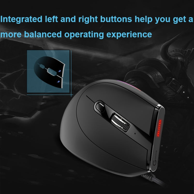 ZELOTES T50 9-Keys RGB Lighting Effect Vertical Grip Ergonomic Programming Wired Mouse(Black) - free shipping - PMC Jewellery - Order now!