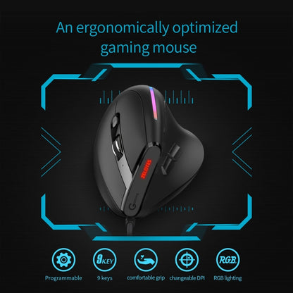 ZELOTES T50 9-Keys RGB Lighting Effect Vertical Grip Ergonomic Programming Wired Mouse(Black) - free shipping - PMC Jewellery - Order now!