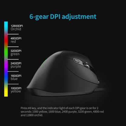 ZELOTES T50 9-Keys RGB Lighting Effect Vertical Grip Ergonomic Programming Wired Mouse(Black) - free shipping - PMC Jewellery - Order now!