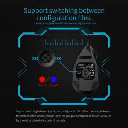ZELOTES T50 9-Keys RGB Lighting Effect Vertical Grip Ergonomic Programming Wired Mouse(Black) - free shipping - PMC Jewellery - Order now!
