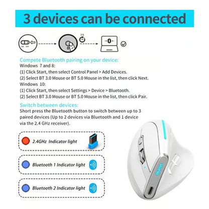 ZELOTES F36 9-Keys Vertical Grip Ergonomic Programming Dual Bluetooth + 2.4G Wireless Mouse(Black) - free shipping - PMC Jewellery - Order now!