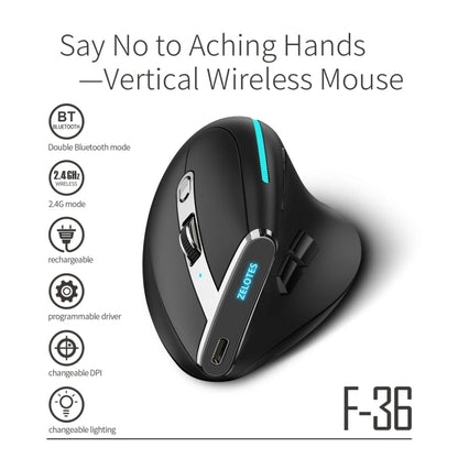 ZELOTES F36 9-Keys Vertical Grip Ergonomic Programming Dual Bluetooth + 2.4G Wireless Mouse(Black) - free shipping - PMC Jewellery - Order now!