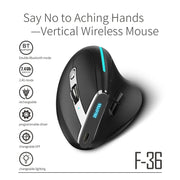 ZELOTES F36 9-Keys Vertical Grip Ergonomic Programming Dual Bluetooth + 2.4G Wireless Mouse(Black)