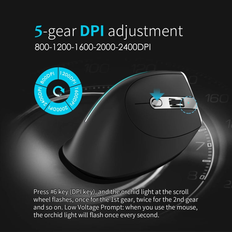 ZELOTES F36 9-Keys Vertical Grip Ergonomic Programming Dual Bluetooth + 2.4G Wireless Mouse(Black) - free shipping - PMC Jewellery - Order now!
