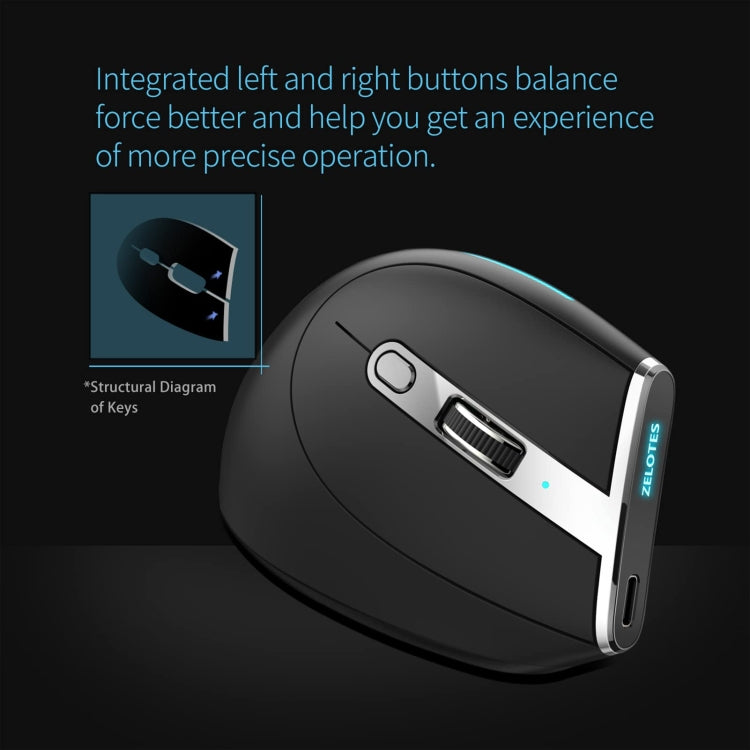 ZELOTES F36 9-Keys Vertical Grip Ergonomic Programming Dual Bluetooth + 2.4G Wireless Mouse(Black) - free shipping - PMC Jewellery - Order now!