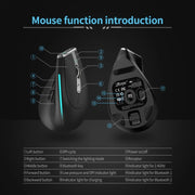 ZELOTES F36 9-Keys Vertical Grip Ergonomic Programming Dual Bluetooth + 2.4G Wireless Mouse(Black)